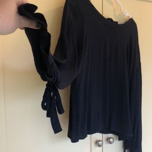 Frame Denim Boho Bow and Tie Up Bell Sleeve Top